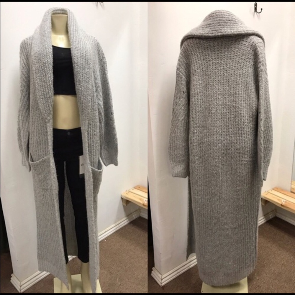 Nasty gal long line gray cardigan